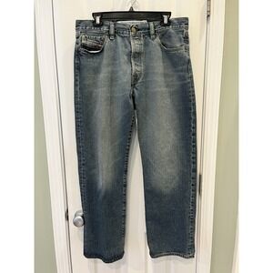 VTG Diesel Kratt Jeans Mens 34x30 Blue Straight Leg Distressed Made In Italy Y2K